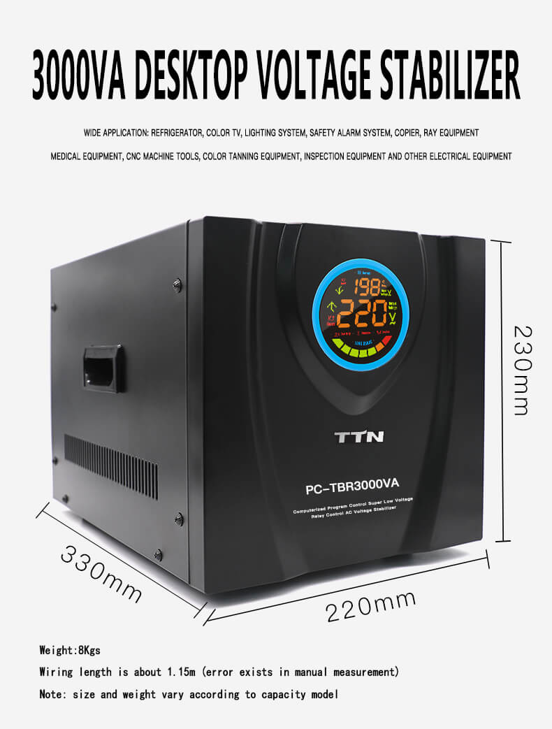 PC-TCR500VA-15K 80V 8000VA تثبیت کننده ولتاژ کنترل رله با کیفیت بالا